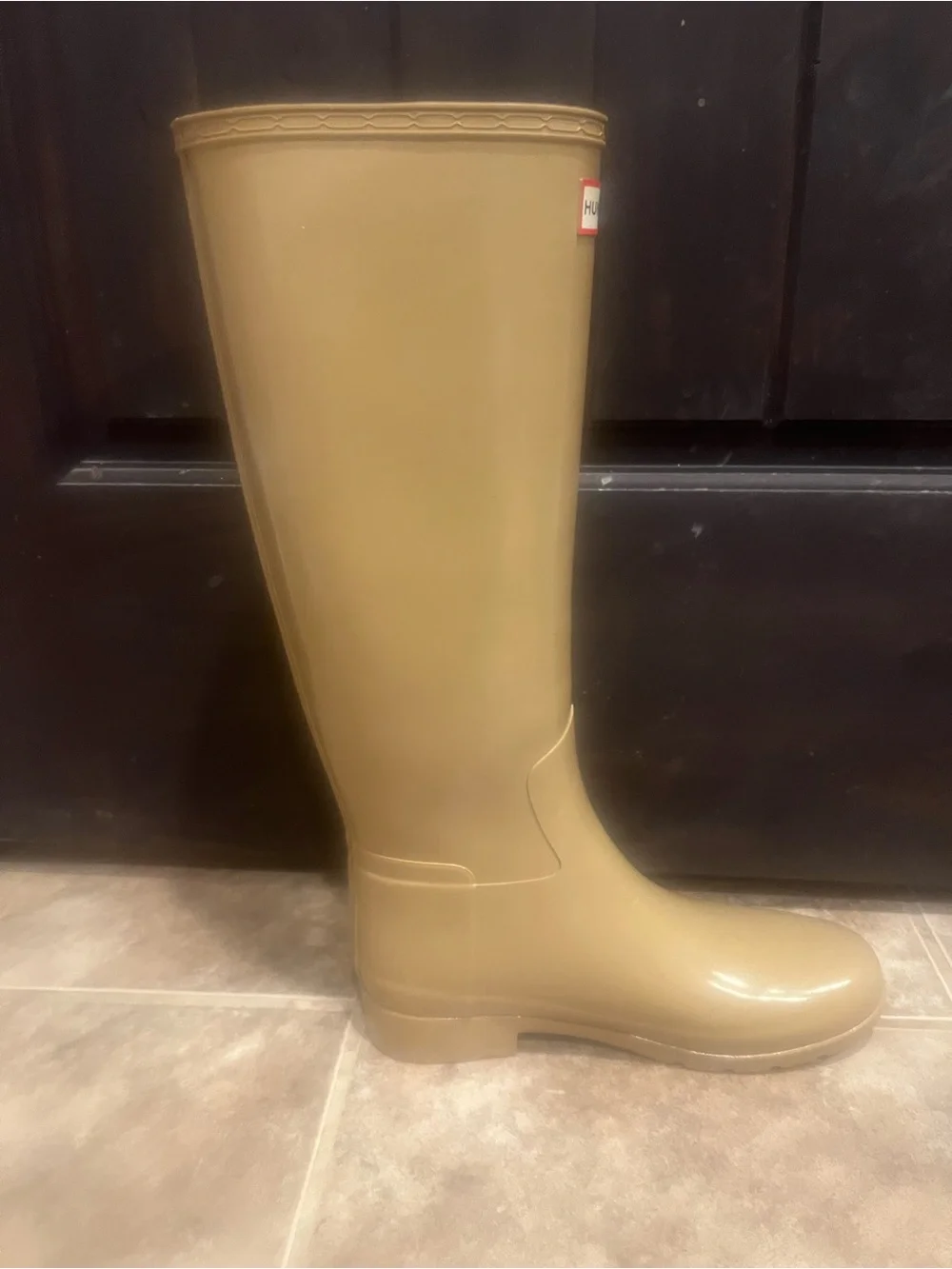 Hunter Tan Neutral Gloss Tall Rain Boots